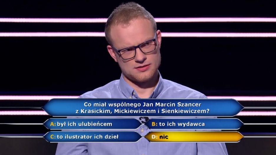 Piotr z Gdańska zrezygnował przed zaznaczeniem złej odpowiedzi