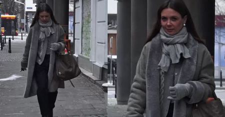 Kinga Rusin w kożuchu pod TVN-em