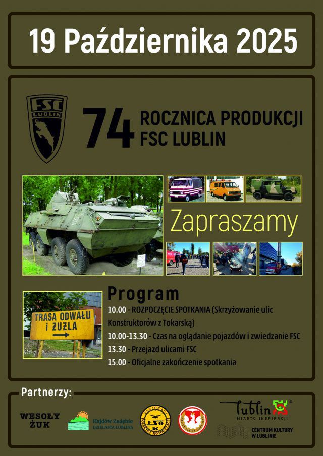 Zbliża się 74. rocznica rozpoczęcia produkcji w FSC Lublin. Miłośnicy i pasjonaci dawnej motoryzacji organizują spotkanie