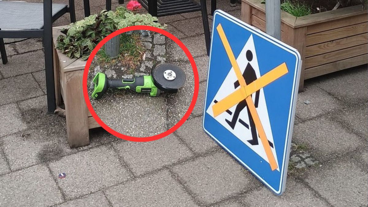 Uciął znak pilarką. Tak się tłumaczył