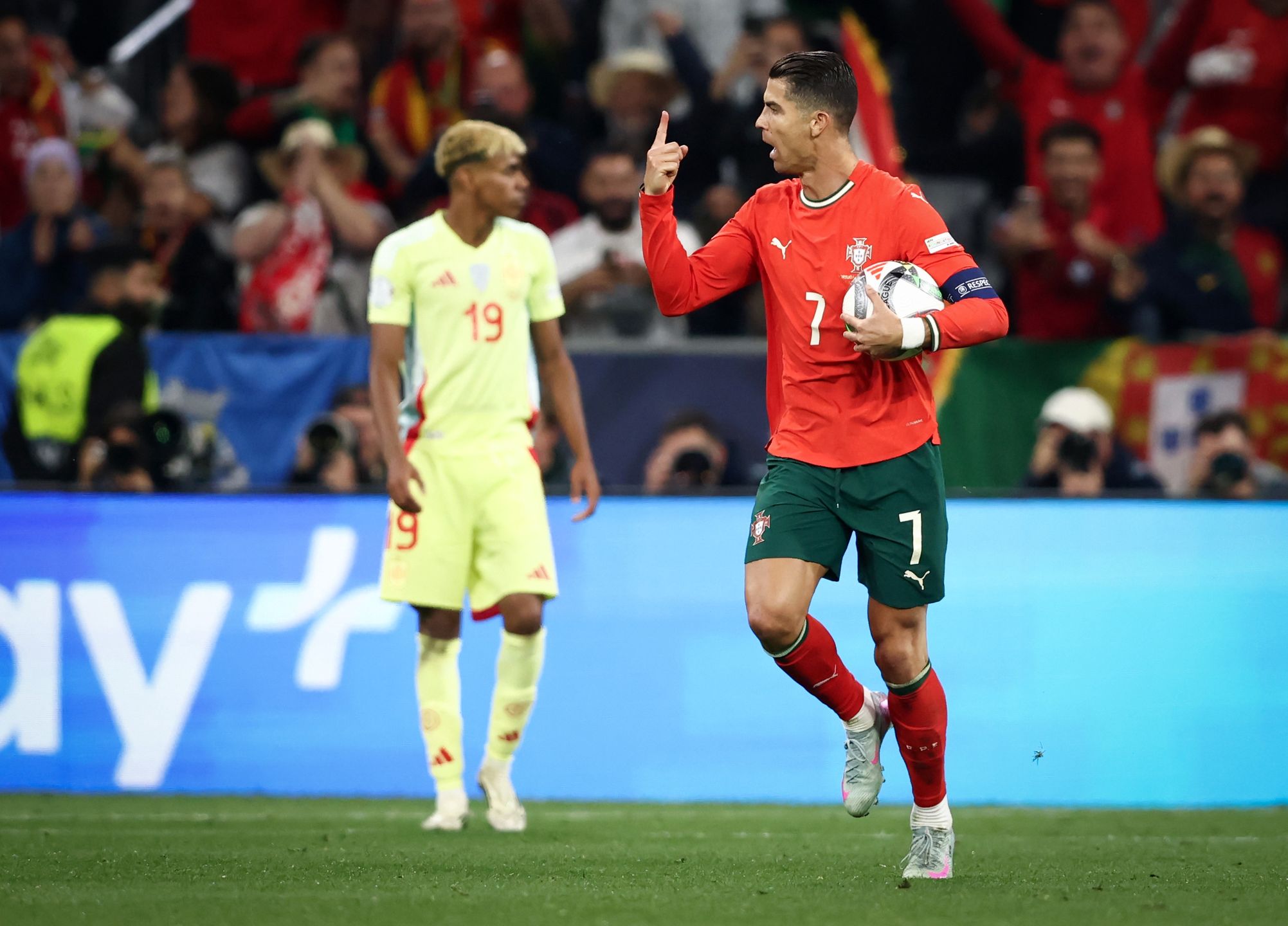 Portugal v Spain - UEFA Nations League 2025 Final
MUNICH, GERMANY - JUNE 08: Cristiano Ronaldo of Portugal celebrates as he scores the goal 2:2 , Lamine Yamal of Spain  during the UEFA Nations League 2025 final match between Portugal and Spain at Munich Football Arena on June 08, 2025 in Munich, Germany. (Photo by Stefan Matzke - sampics/Getty Images)
Stefan Matzke - sampics
bestof, topix