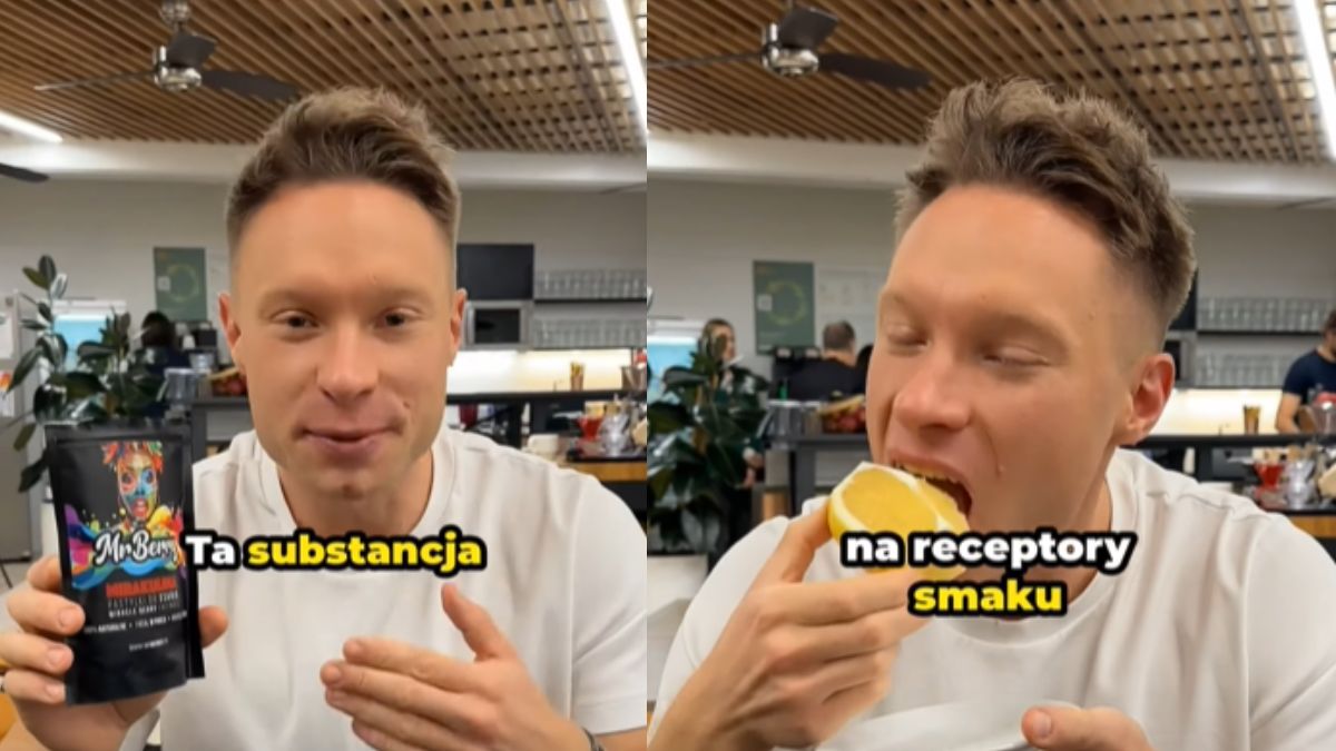 Michał Wrzosek zażył substancję, która zmienia smak. Po niej nawet cytryna jest słodka
