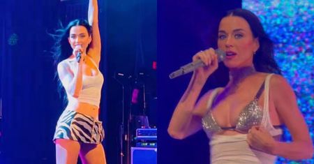 40-letnia Katy Perry odsłoniła na koncercie cekinowy biustonosz i płaski brzuch. Ogień?
