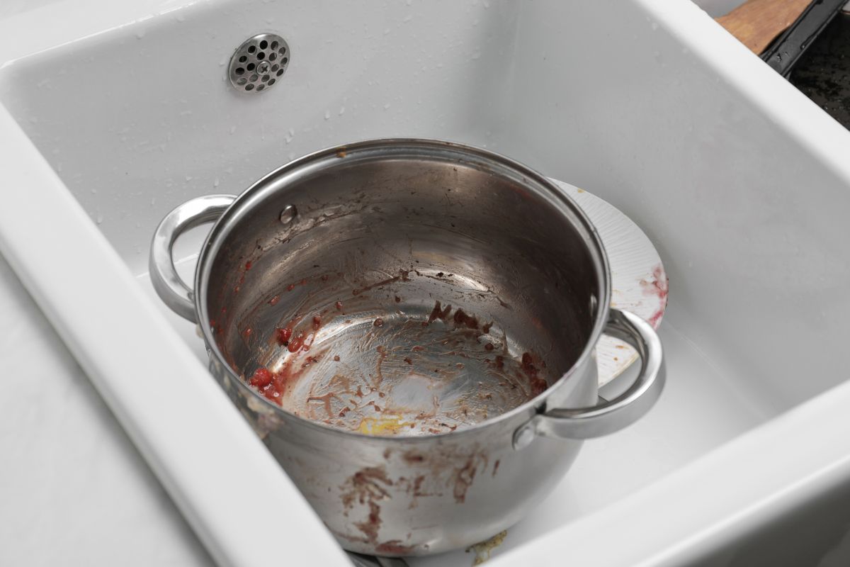 How to remove dried leftovers from pans and pots?