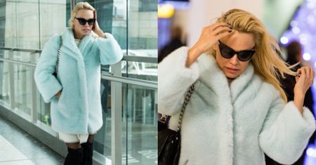 Zmęczona Pamela Anderson na lotnisku