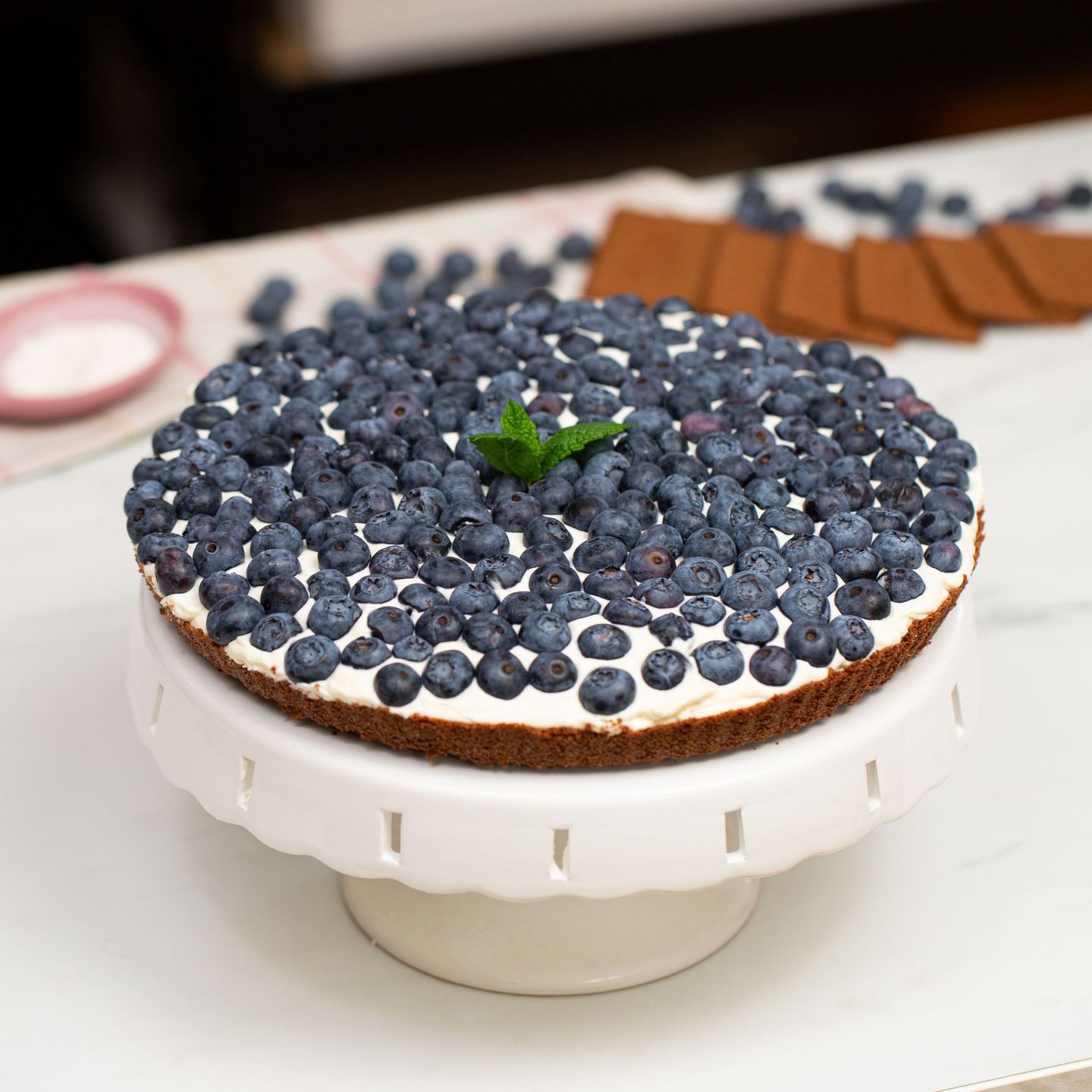 Tarta z borówkami bez pieczenia- Pyszności