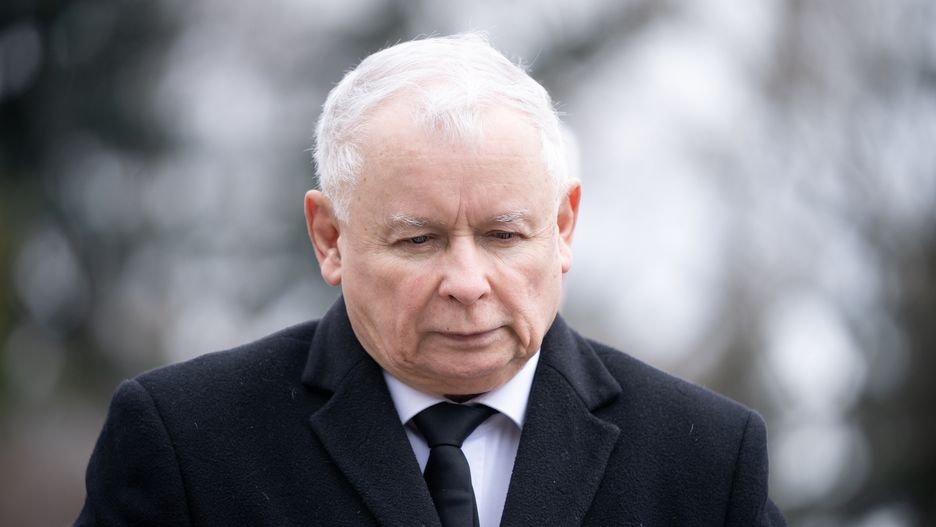 Jaroslaw Kaczynski during the ceremonies commemorating the 12th anniversary of the presidential plane crash near Smolensk, at Powazki Military Cemetery in Warsaw, Poland on April 10, 2022.  (Photo by Mateusz Wlodarczyk/NurPhoto via Getty Images)