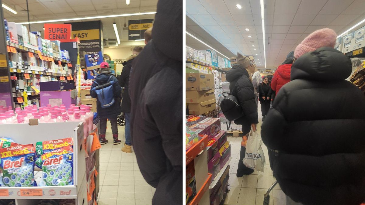 Tłumy w warszawskiej Biedronce już o godz. 14.30