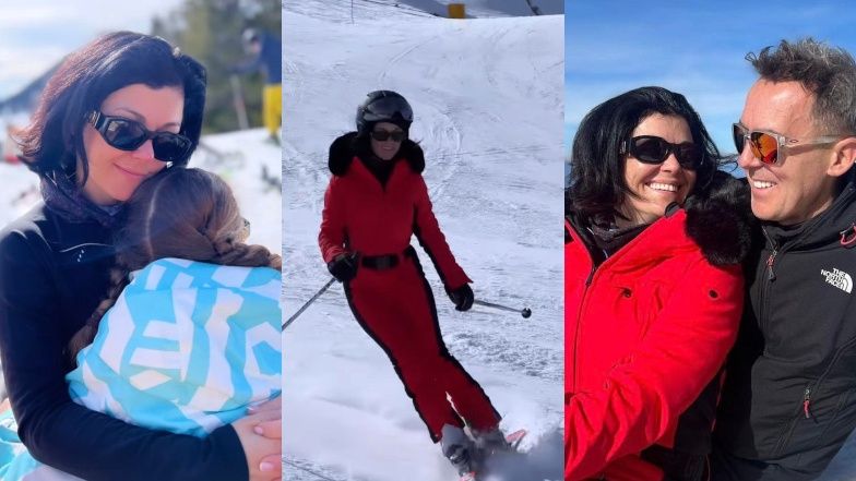 Katarzyna Cichopek i Maciej Kurzajewski z dziećmi na nartach