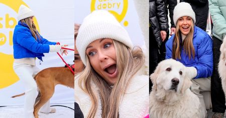 Śnieżynka Małgorzata Rozenek tuli pieski i uczy się boksować na planie "DD TVN"! Zaangażowana prowadząca? (ZDJĘCIA)