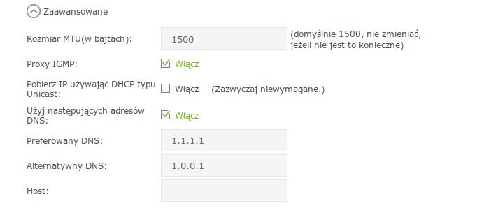 Ustawienia DNS w nowych routerach TP-Link: zakładka Zaawansowane > Internet > Interfejs WAN > Zaawansowane