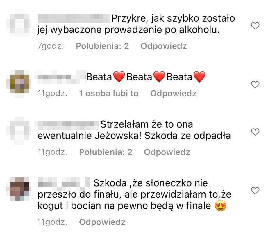 Komentarze po eliminacji Beaty Kozidrak