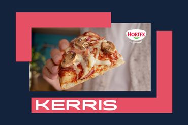 Kerris z kampanią reklamową mrożonej pizzy Hortex. 