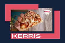 Kerris z kampanią reklamową mrożonej pizzy Hortex. 