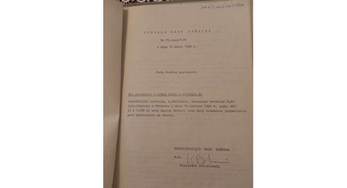 Rada Państwa nie skorzystała z prawa łaski wobec Andrzeja Czabańskiego