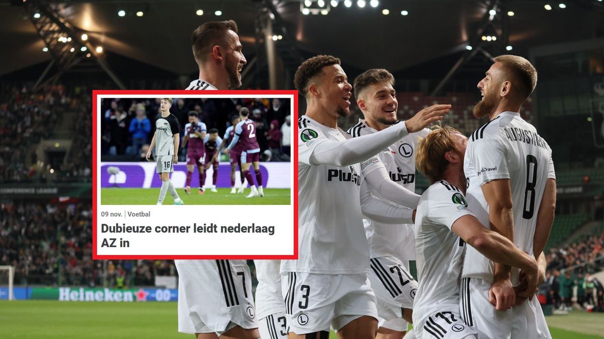 Na zdjęciu Legia Warszawa. W "ramce" okładka artykułu "De Telegraaf"