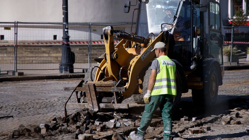 Pre-war Roads Found During Construction In Warsaw
Cobblestones are seen on a pre-war road and tram tracks uncovered during construction works on Three Crosses Square (Plac Trzech Krzyzy) of a new tram track in Warsaw, Poland on 07 October, 2022. (Photo by STR/NurPhoto via Getty Images)
NurPhoto
construction, daily life, front loader, miasto, polska, warszawa, three crosses square, plac trzech krzyzy, new tram track, tram tracks, pre-war road, construction works, cobblestones, 07 october, photo