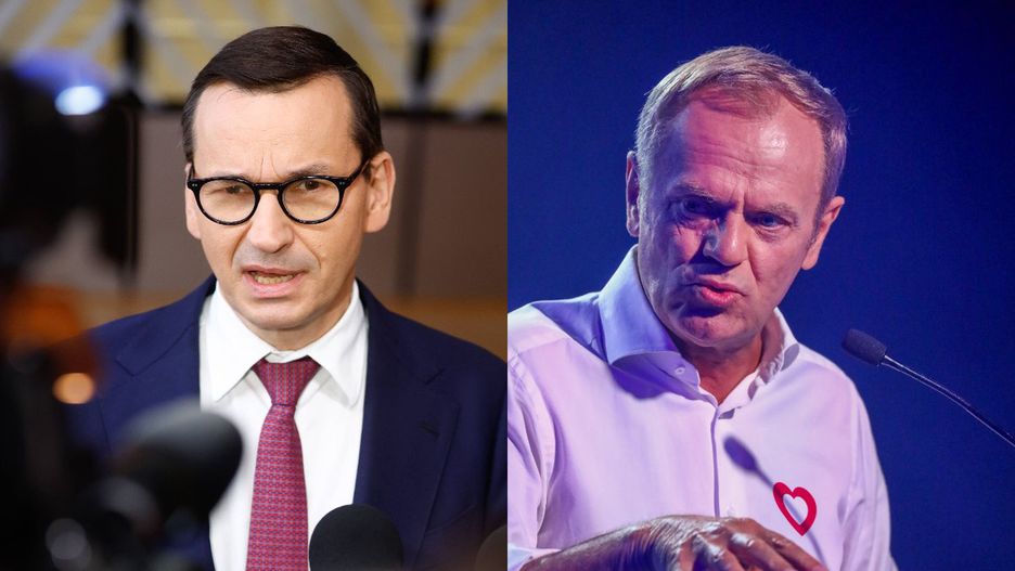 Po lewej Morawiecki, po prawej Tusk - najprawdopodobniej to on zastąpi Morawieckiego na stanowisku premiera RP