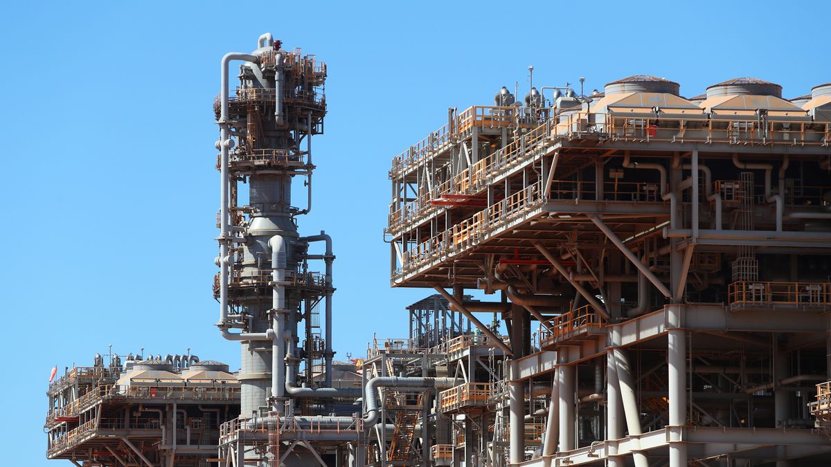 The Gorgon liquefied natural gas (LNG) and carbon capture and storage (CCS) facility, operated by Chevron Corp., on Barrow Island, Australia, on Monday, July 24, 2023. Chevron received approval to develop the site into a major liquefied natural gas export facility on the basis they could capture and store 80% of the CO2 mixed in with the fuel, instead of releasing it. Photographer: Lisa Maree Williams/Bloomberg via Getty Images