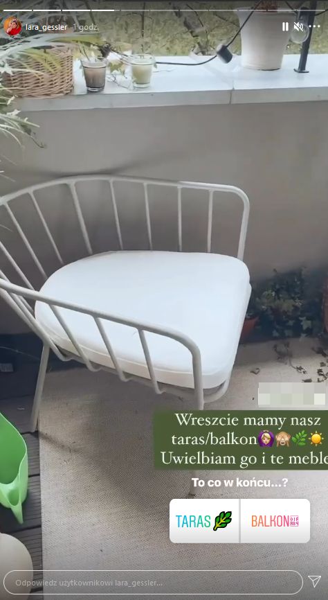 Lara Gessler pokazuje nowo urządzony taras