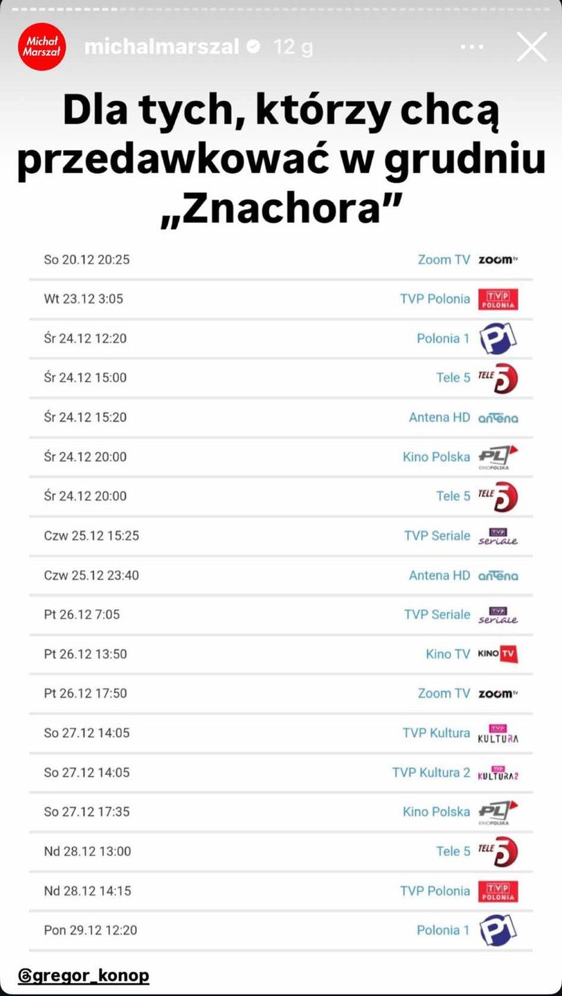 "Znachor" w te Święta aż 18 razy 