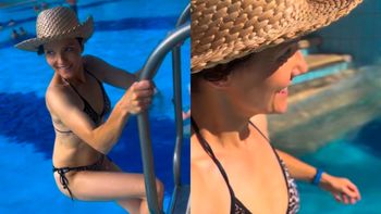 Joanna Jabłczyńska pluska się w basenie w panterkowym bikini (FOTO)