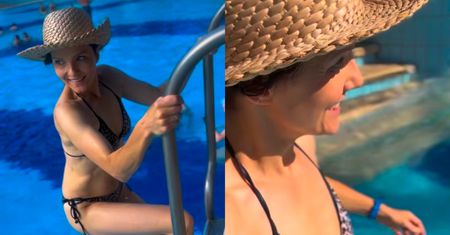 Joanna Jabłczyńska pluska się w basenie w panterkowym bikini (FOTO)