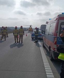 Groźny wypadek na A1. W akcji śmigłowiec LPR