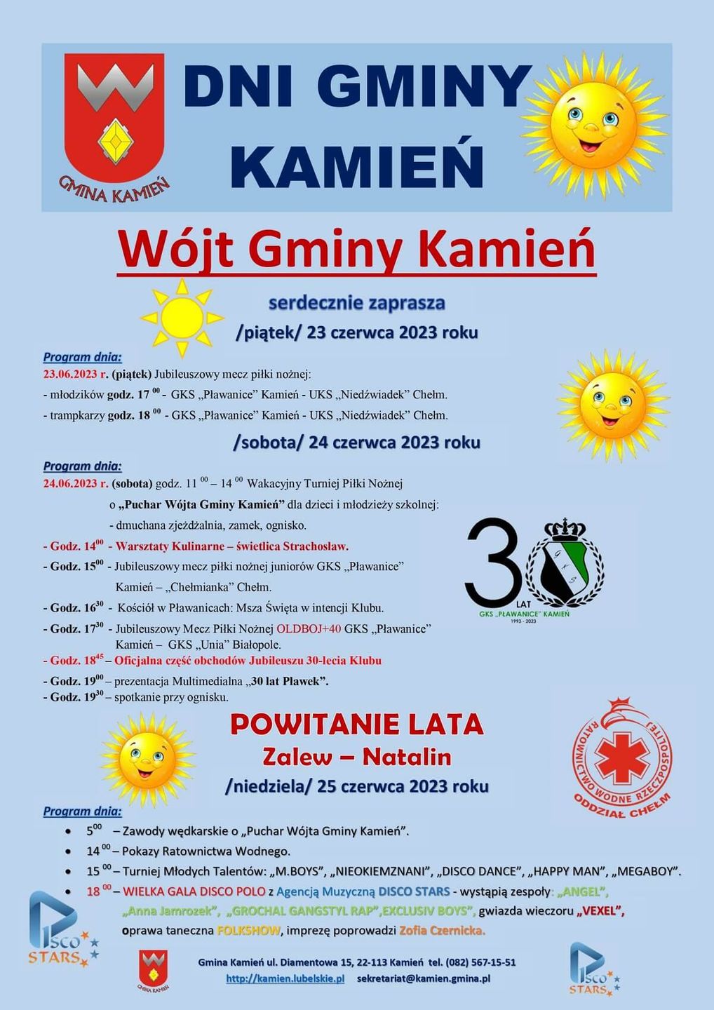 Dni Gminy Kamień w Natalinie 2023 - program wydarzenia, plakat