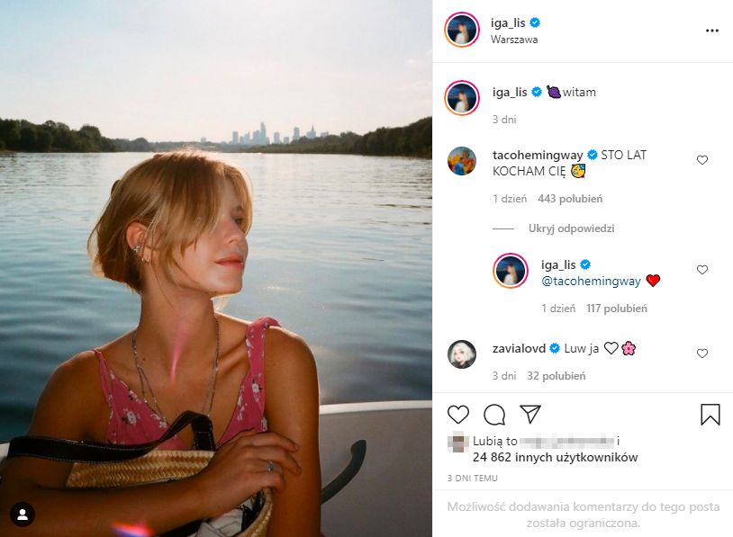 Taco Hemingway składa życzenia i wyznaje miłość Idze Lis