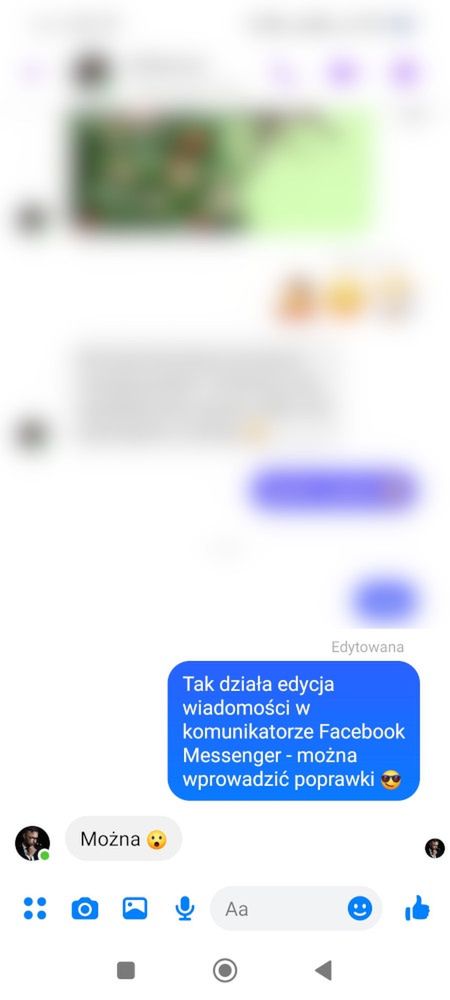 Edytowana wiadomość będzie oznaczona specjalnym dopiskiem "Edytowana"