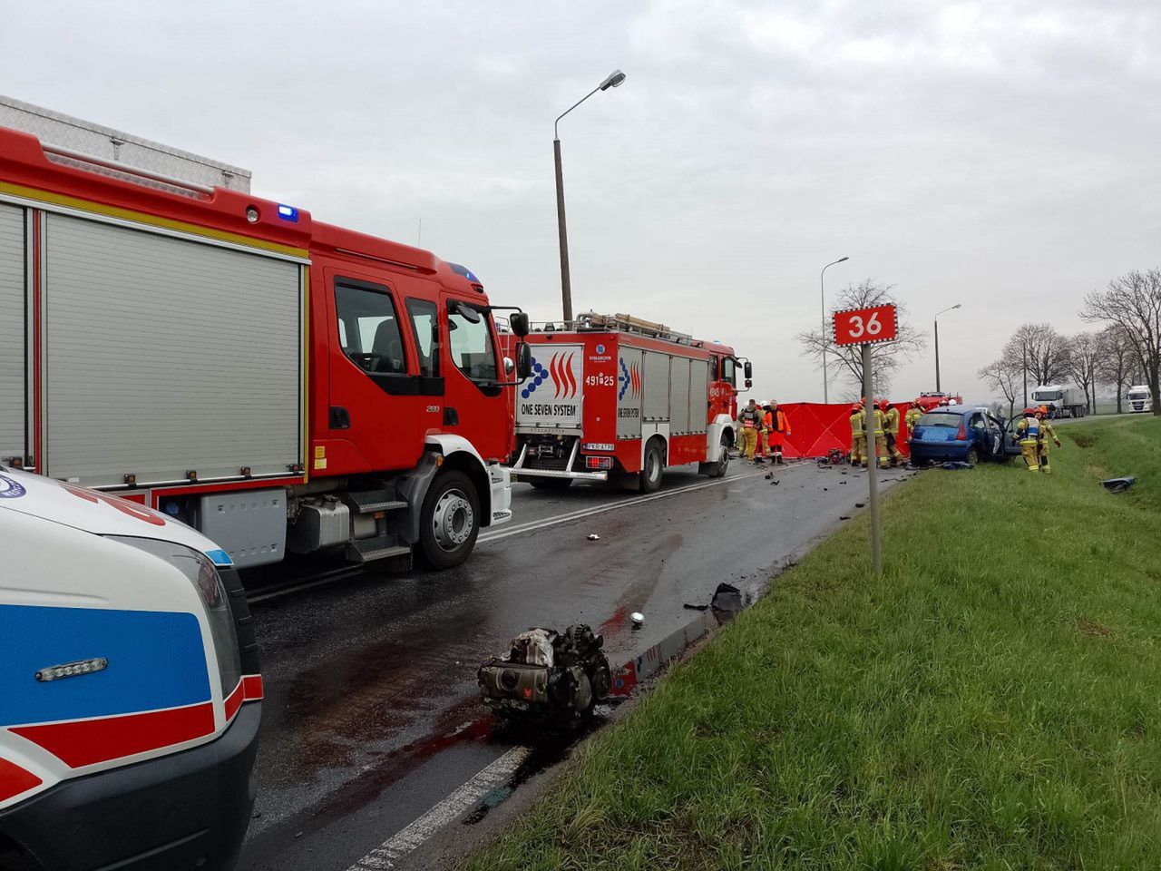 Wypadek na drodze krajowej nr 36