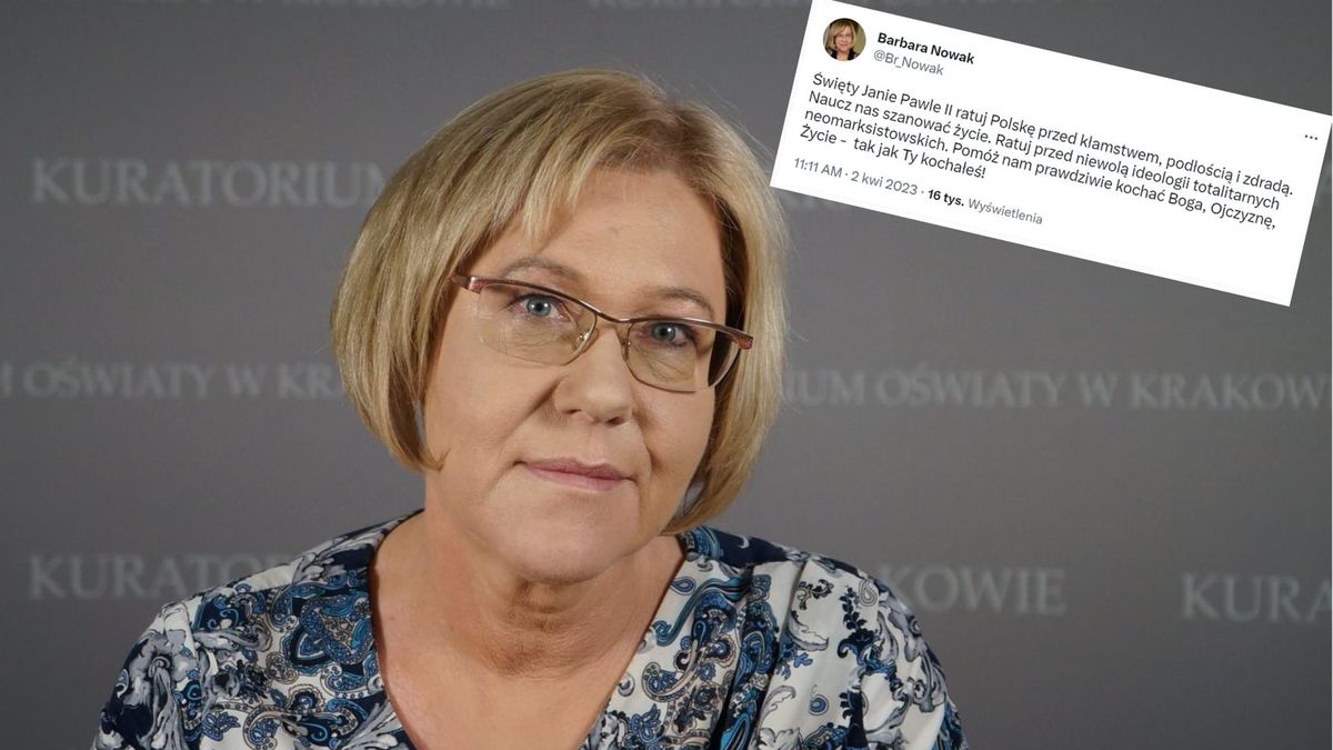 Małopolska kurator oświaty Barbara Nowak w kolejnym zaskakującym wpisie na TT