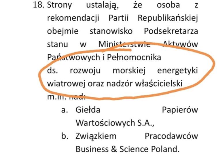 To fragment umowy koalicyjnej pomiędzy partią Republikańska a Prawem i Sprawiedliwością 
