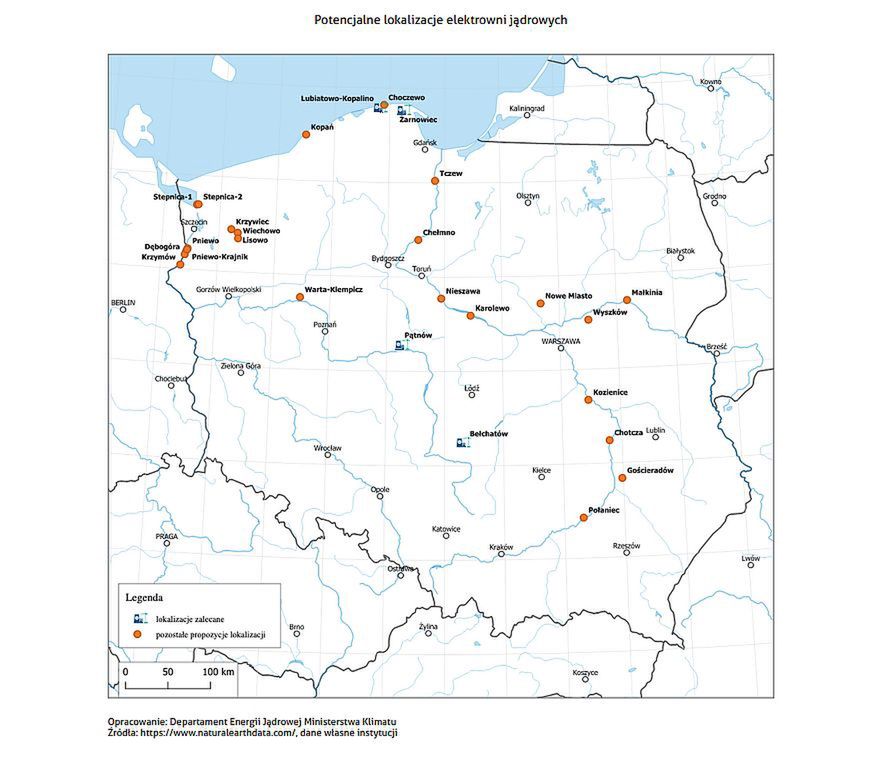 Potencjalne lokalizacje elektrowni jądrowej