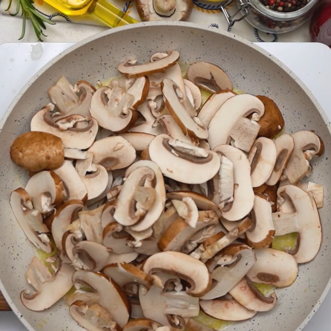 First, I prepare the mushrooms.