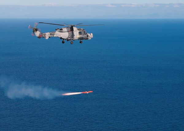 Odpalenie pocisku Sea Venom ze śmigłowca AW159