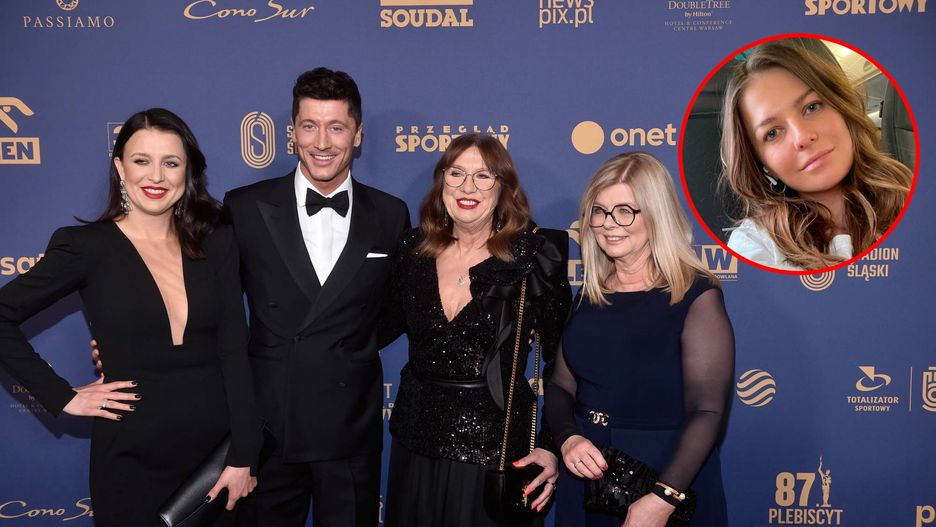 Milena Lewandowska-Miros, Robert Lewandowski, Iwona Lewandowska, Maria Stachurska na 87. Gali Mistrzów Sportu