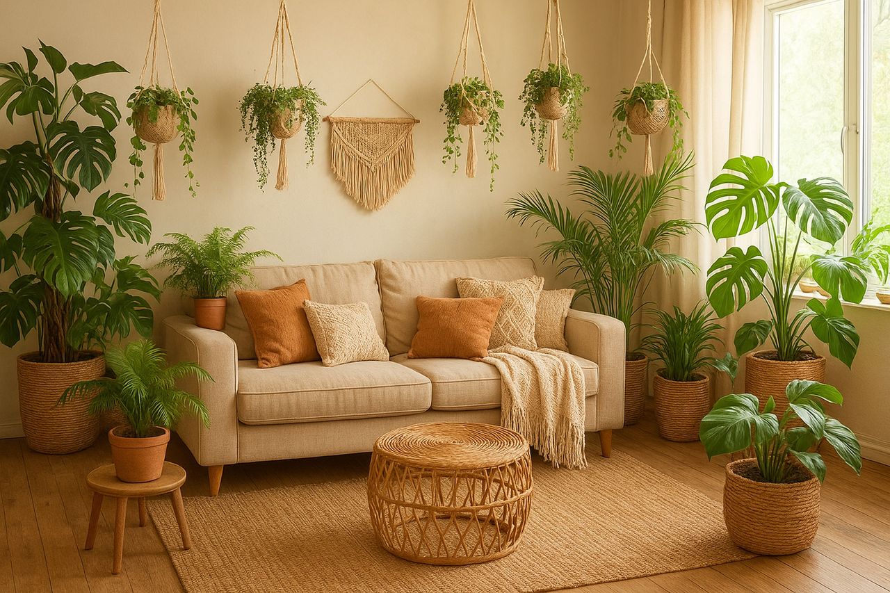 Zielone dekoracje w stylu boho. Jak dobrać rośliny do wnętrz?