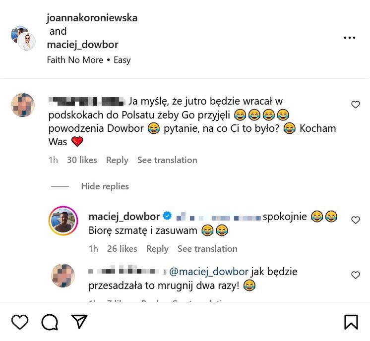 Maciej Dowbor odpowiedział żartobliwie na wpis internautki
