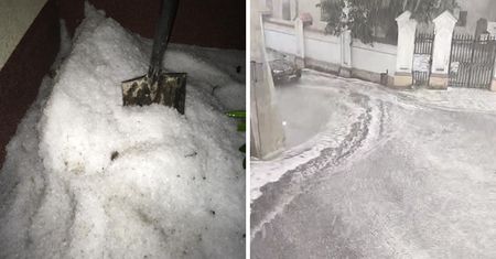 Grad zasypał miejscowość. W ogródkach mieli aż zaspy