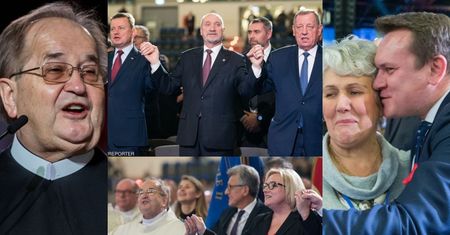 Tłum polityków PiS na urodzinach Radia Maryja: Macierewicz, Błaszczak i Szyszko trzymają się za ręce i śpiewają... (ZDJĘCIA)