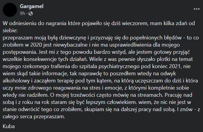 Gargamel odniósł się do nagrania byłej dziewczyny.