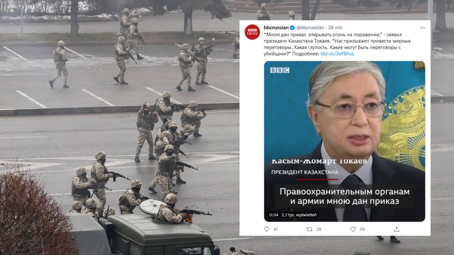 Prezydent Kazachstanu: poleciłem strzelać bez ostrzeżenia 