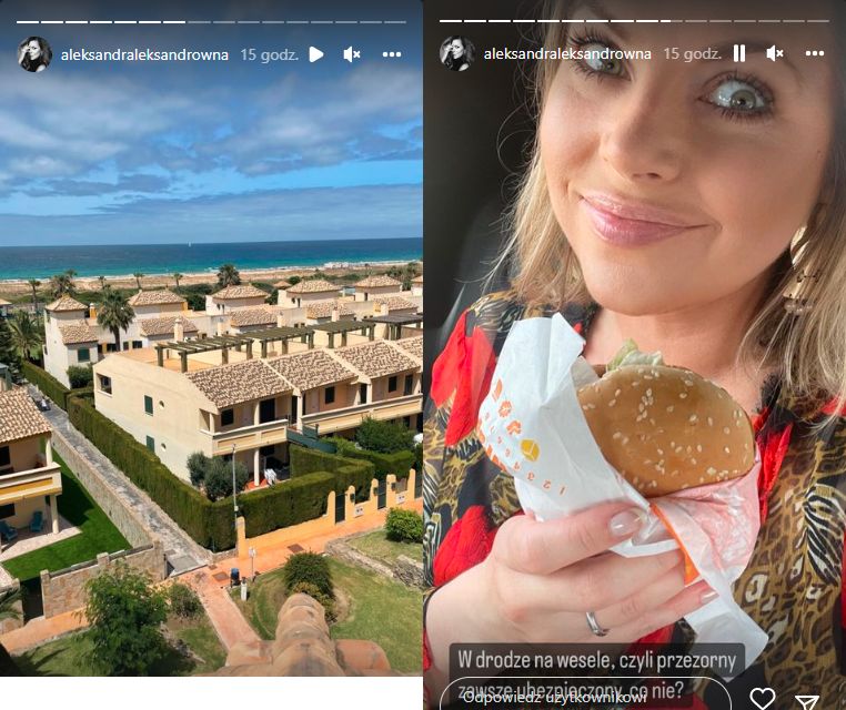 Aleksandra Kwaśniewska pokazała, jak bawi się na weselu znajomych. Była też na plaży 