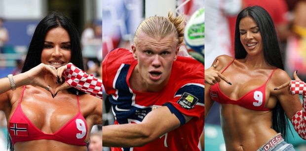 "Miss mundialu" Ivana Knoll wspierała Haalanda w SAMYM STANIKU. Co na to jego dziewczyna? (ZDJĘCIA)