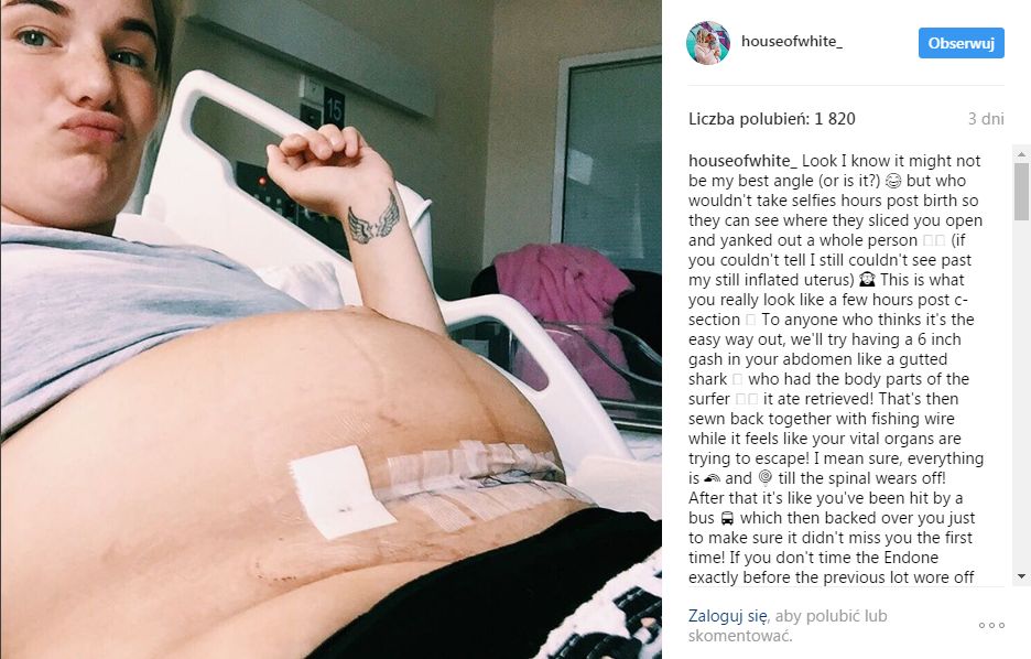 Olivia White na sali poporodowej/(Instagram.com)