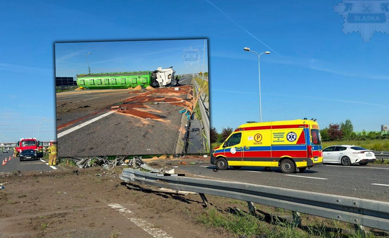Wystrzeliła opona. Policja ostrzega na A4