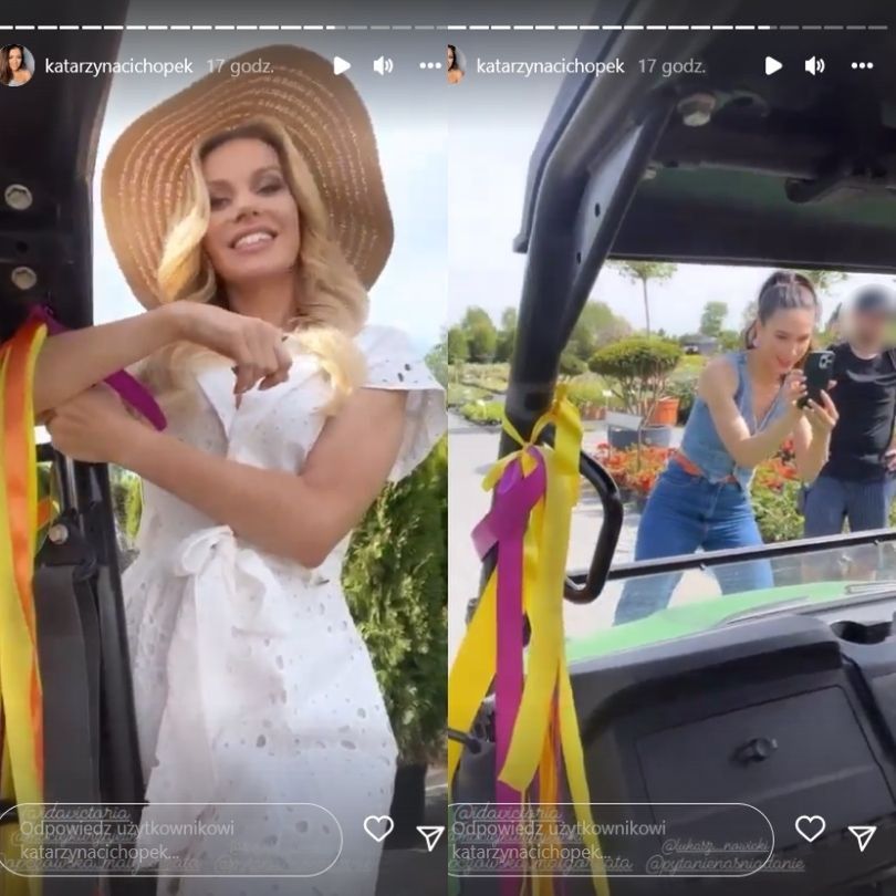 Katarzyna Cichopek kręci spot "Pytania na śniadanie" w centrum ogrodniczym
