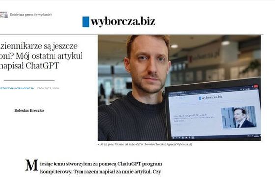 Sztuczna inteligencja napisała artykuł w "Gazecie Wyborczej". „Nikt się nie zorientował, tekst był słaby”